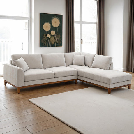 Watton Light Gray RAF Chaise Sectional from Furniture of America - Luna Furniture