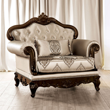 Veracruz Dark Cherry/Beige Chair from Furniture of America - Luna Furniture