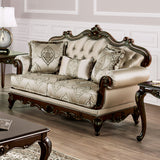 Veracruz Dark Cherry/Beige Loveseat from Furniture of America - Luna Furniture