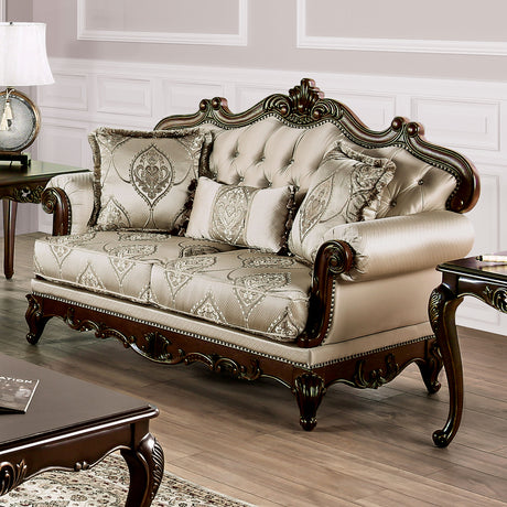 Veracruz Dark Cherry/Beige Loveseat from Furniture of America - Luna Furniture