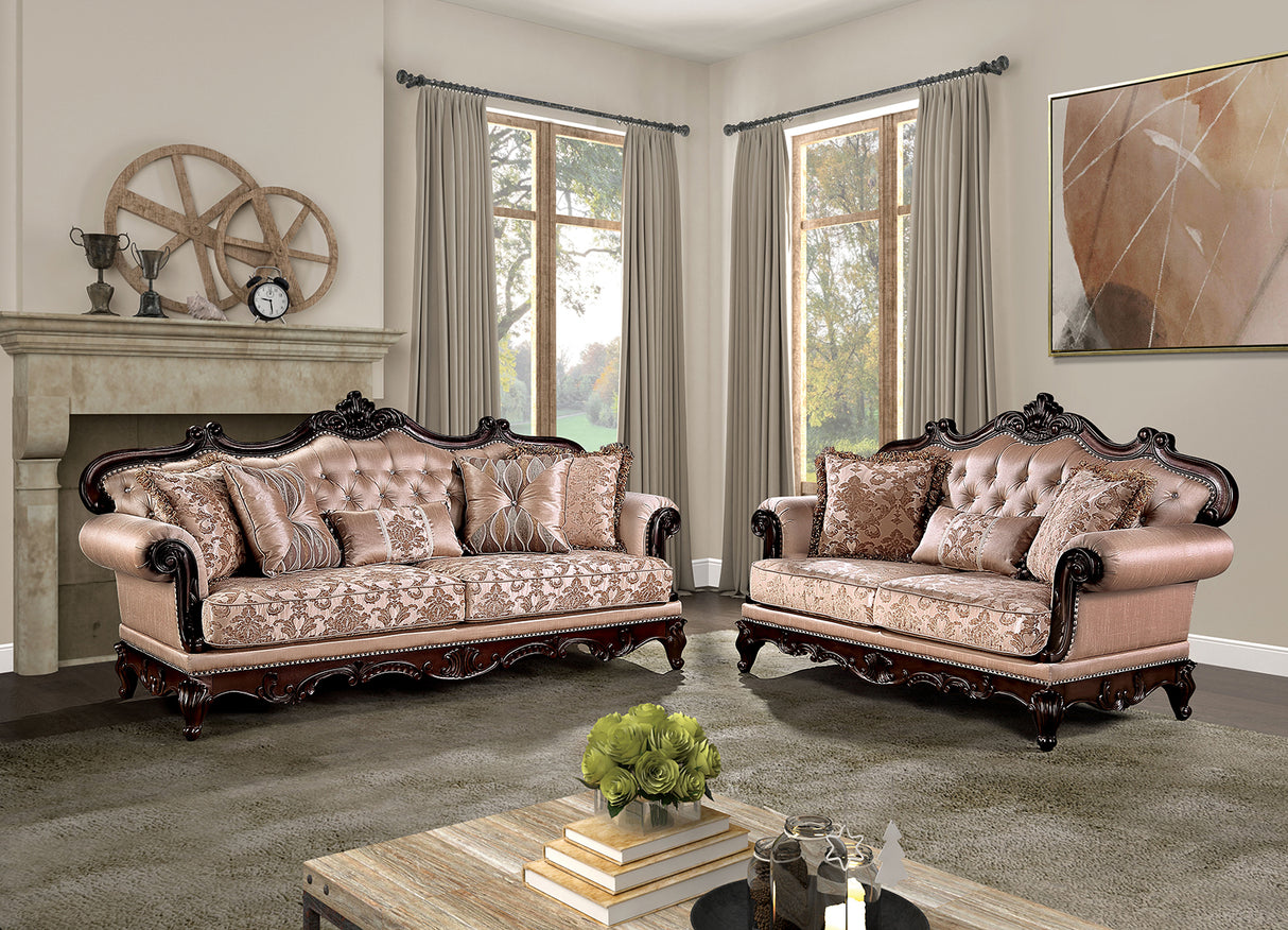 Veracruz Dark Cherry/Light Brown Loveseat from Furniture of America - Luna Furniture