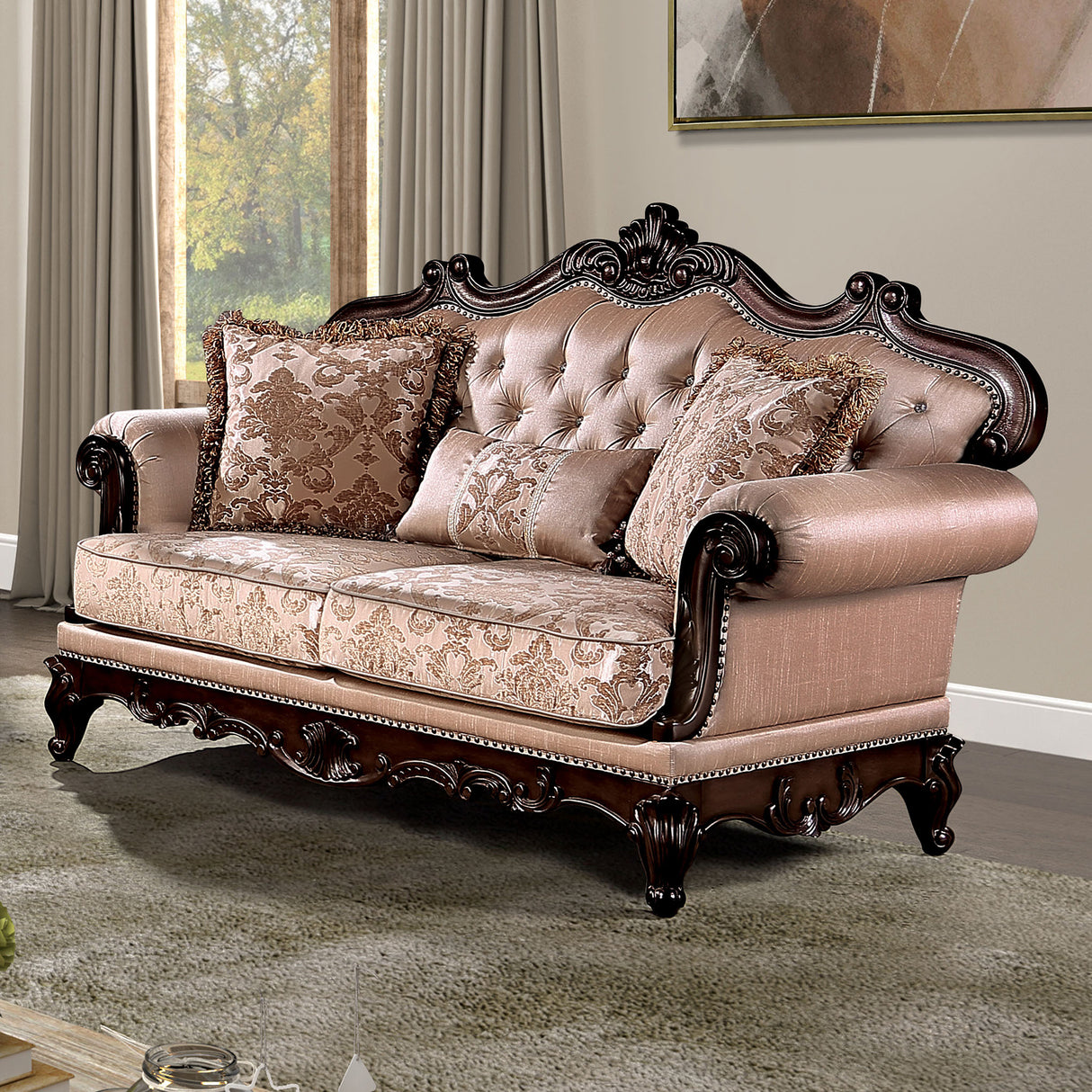 Veracruz Dark Cherry/Light Brown Loveseat from Furniture of America - Luna Furniture