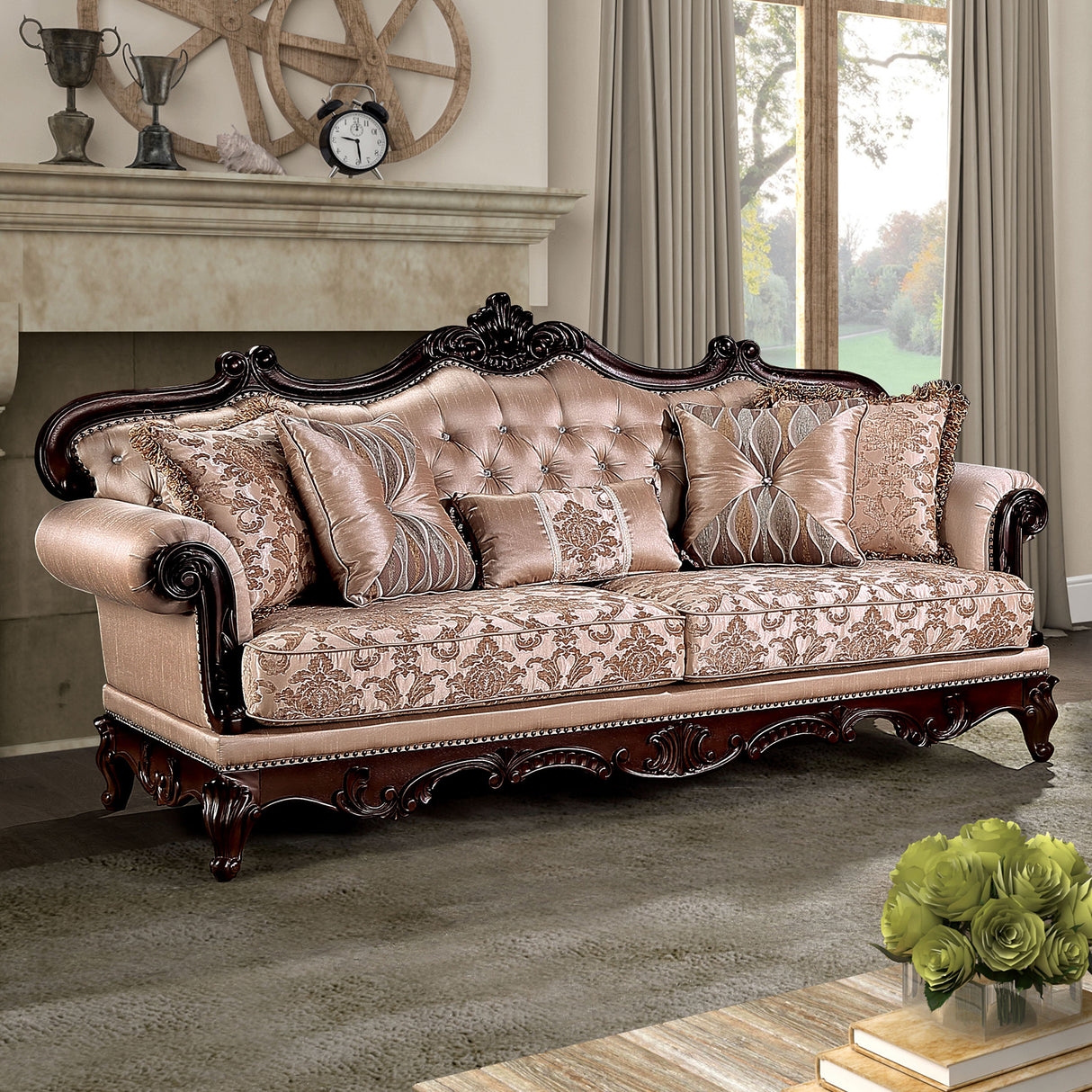 Veracruz Dark Cherry/Light Brown Sofa from Furniture of America - Luna Furniture