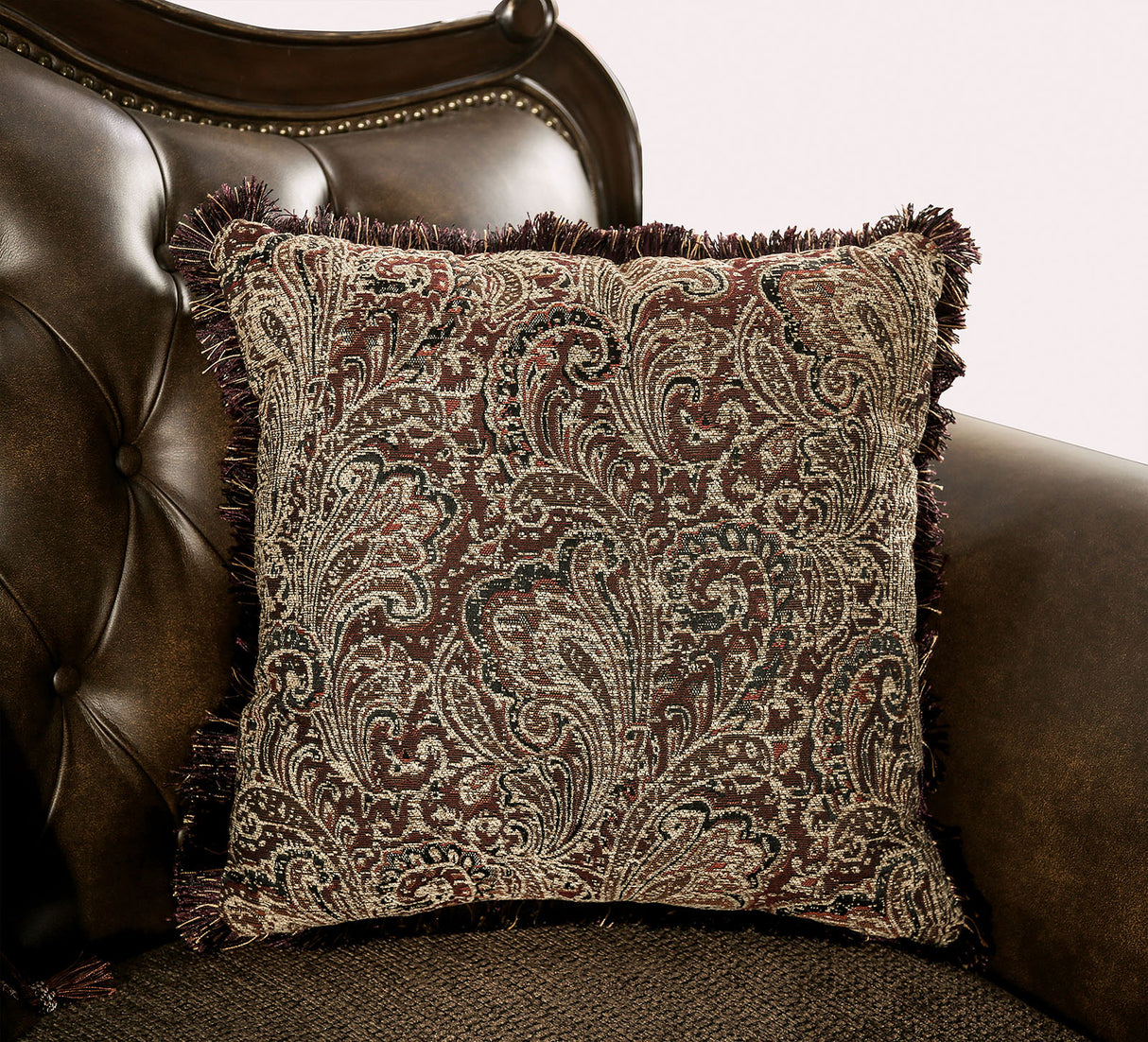 Ensenada Dark Cherry/Brown Sofa from Furniture of America - Luna Furniture