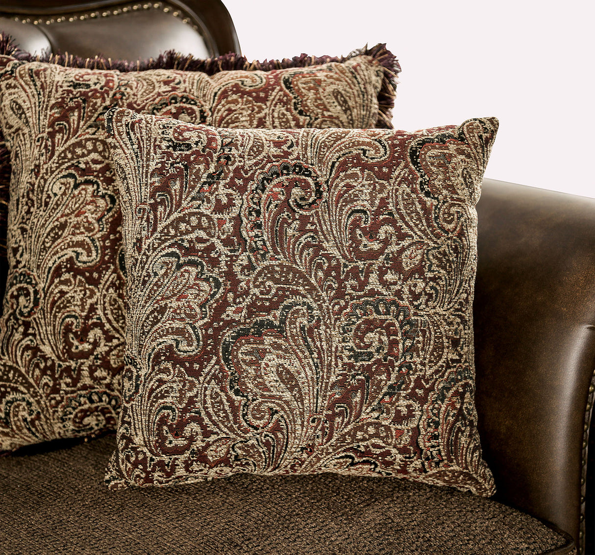 Ensenada Dark Cherry/Brown Sofa from Furniture of America - Luna Furniture