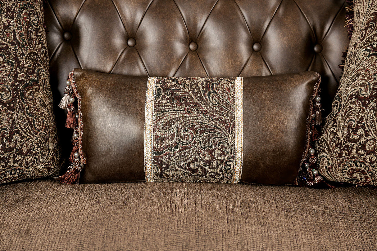 Ensenada Dark Cherry/Brown Sofa from Furniture of America - Luna Furniture