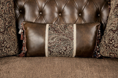 Ensenada Dark Cherry/Brown Sofa from Furniture of America - Luna Furniture
