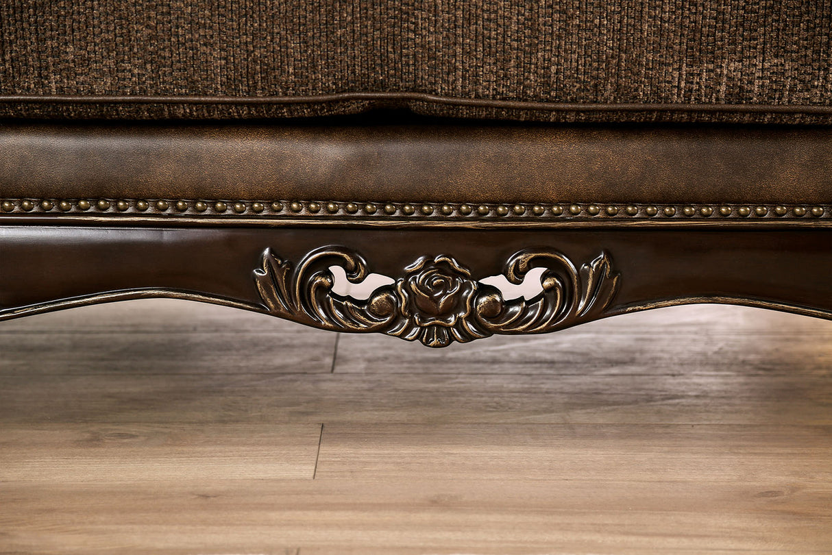 Ensenada Dark Cherry/Brown Sofa from Furniture of America - Luna Furniture