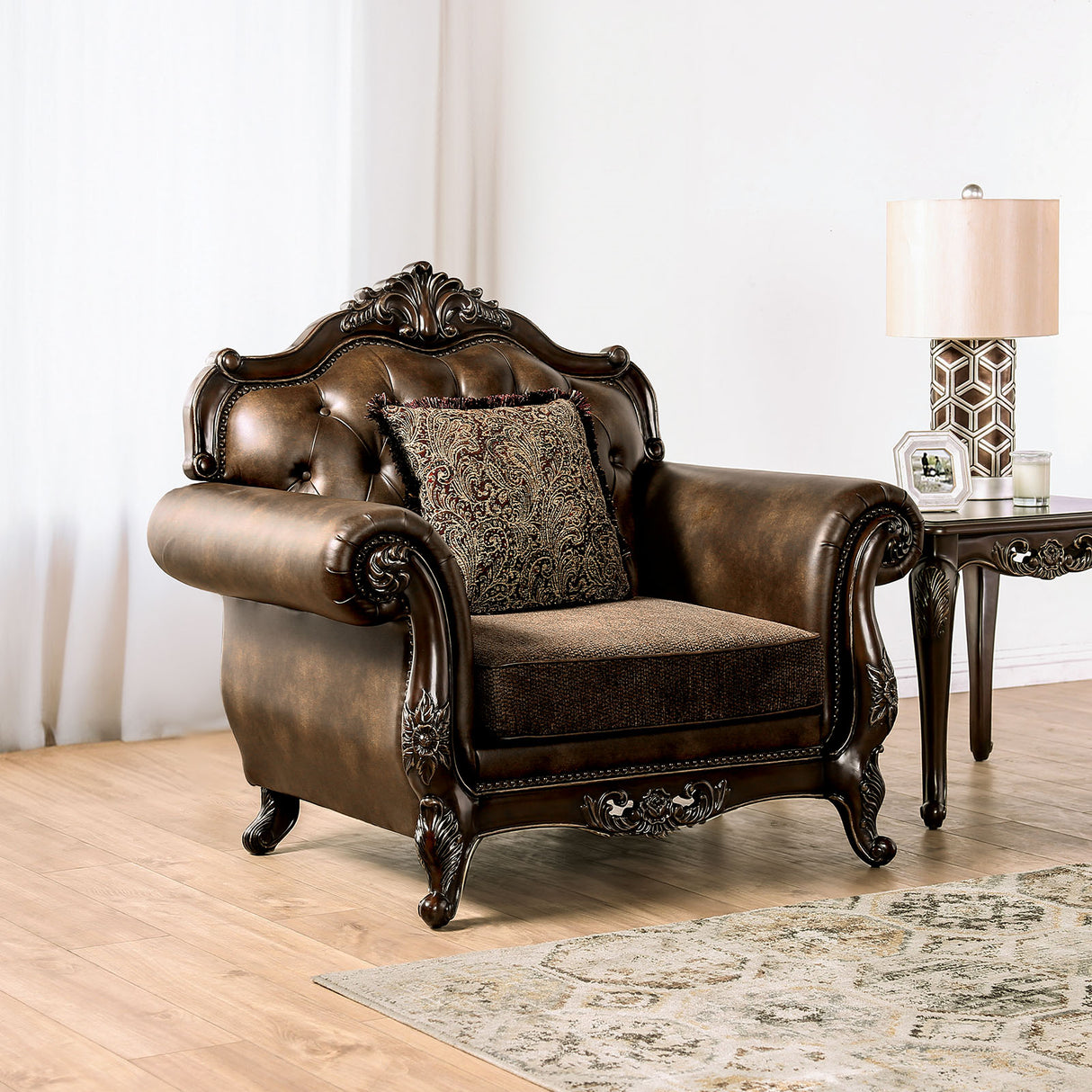 Ensenada Dark Cherry/Brown Chair from Furniture of America - Luna Furniture