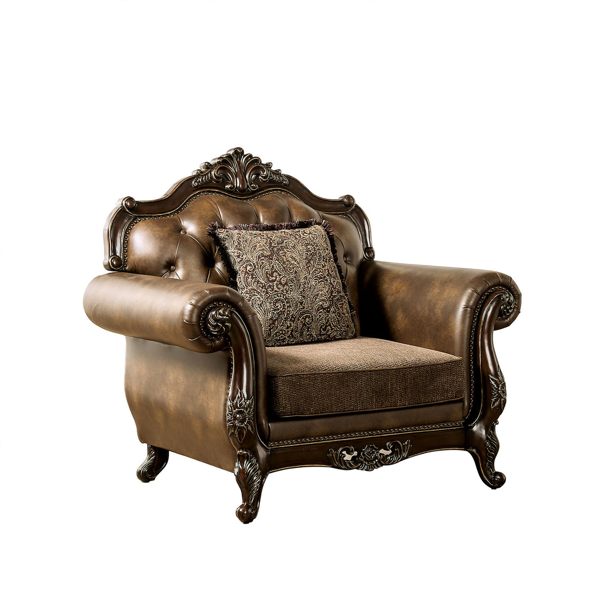 Ensenada Dark Cherry/Brown Chair from Furniture of America - Luna Furniture