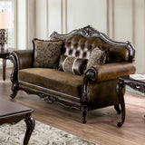 Ensenada Dark Cherry/Brown Loveseat from Furniture of America - Luna Furniture