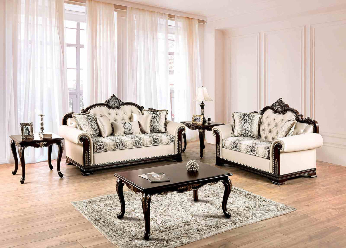 Yucatan Dark Cherry/Beige Traditional Living Room Set from Furniture of America - Luna Furniture