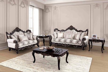 Palencia Dark Cherry/Beige Loveseat from Furniture of America - Luna Furniture