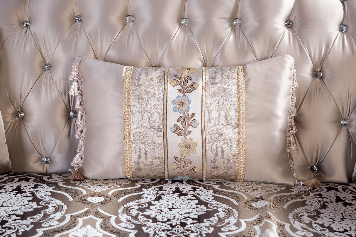 Palencia Dark Cherry/Beige Loveseat from Furniture of America - Luna Furniture