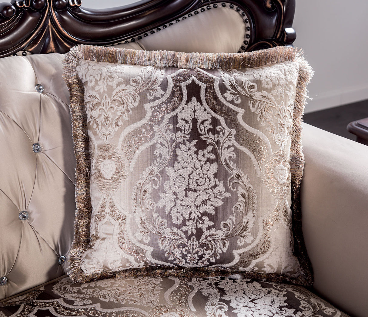 Palencia Dark Cherry/Beige Loveseat from Furniture of America - Luna Furniture