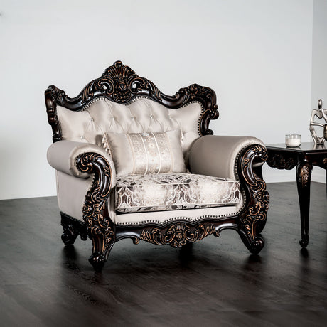 Palencia Dark Cherry/Beige Chair from Furniture of America - Luna Furniture