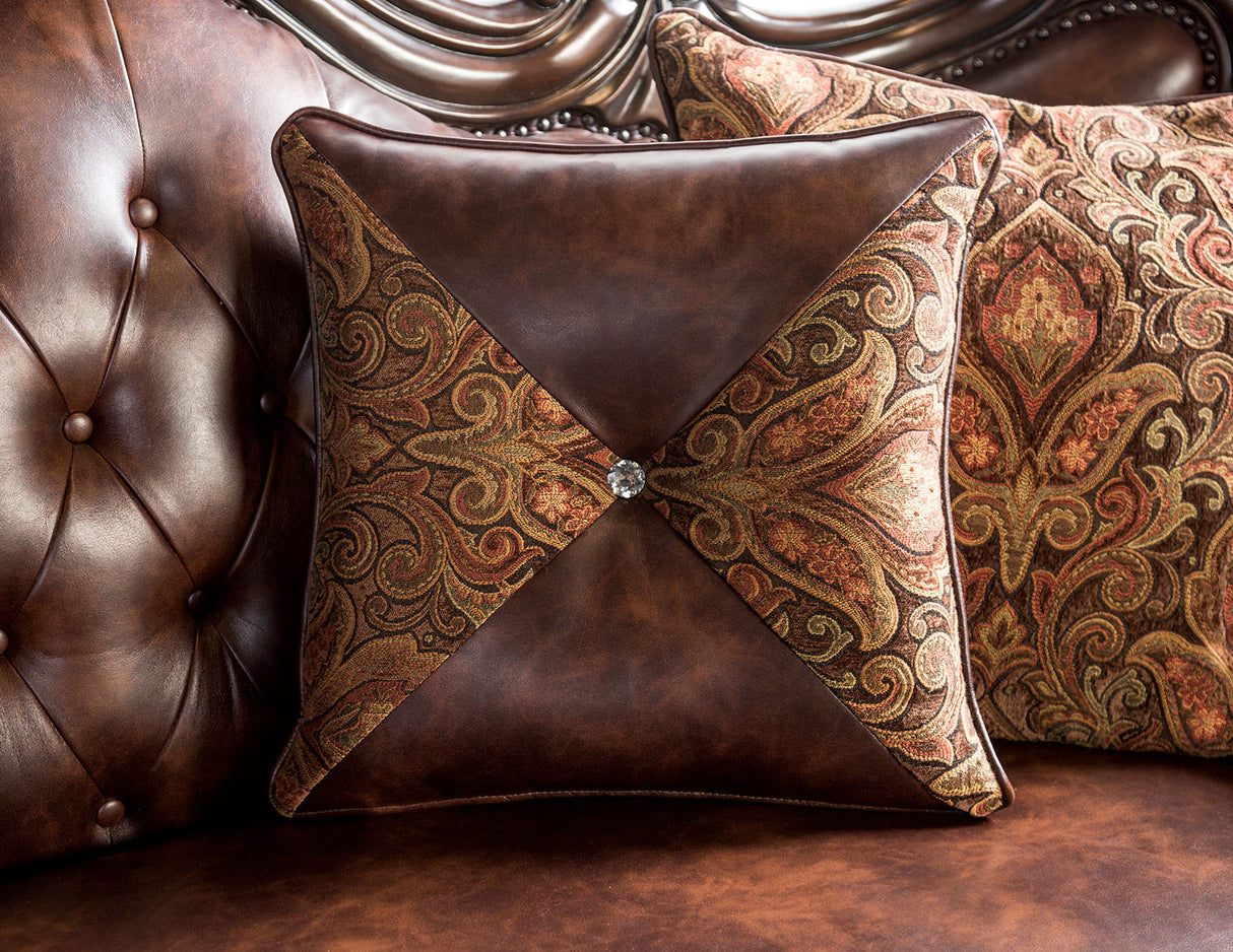Palencia Dark Cherry/Brown Sofa from Furniture of America - Luna Furniture