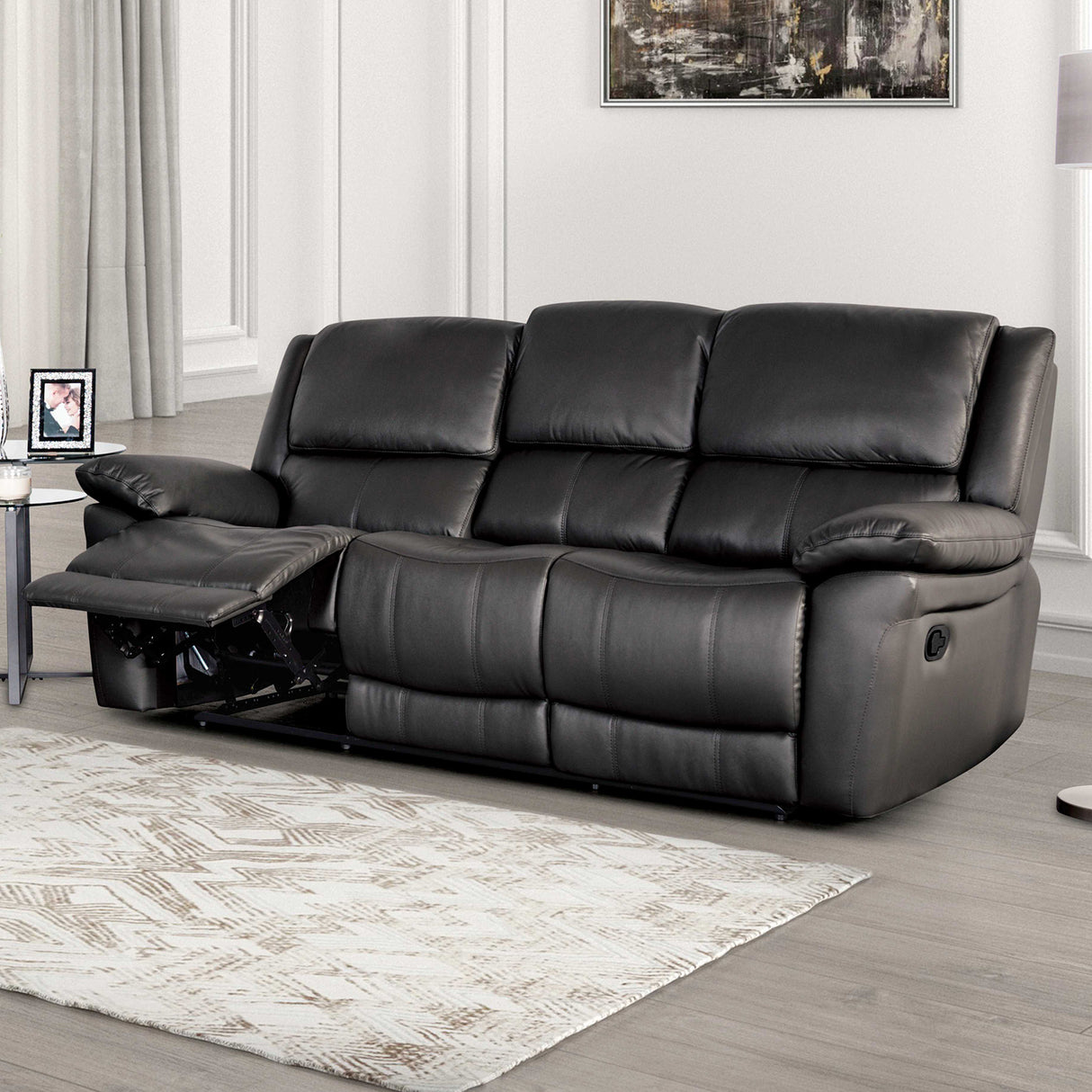 Glarus Black Transitional Reclining Living Room Set from Furniture of America - Luna Furniture