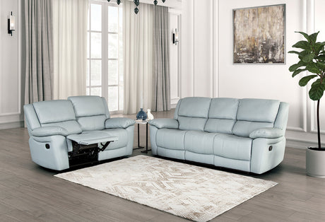 Glarus Powder Blue Loveseat Manual Recliner from Furniture of America - Luna Furniture
