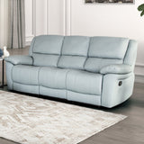 Glarus Powder Blue Sofa Manual Recliner from Furniture of America - Luna Furniture