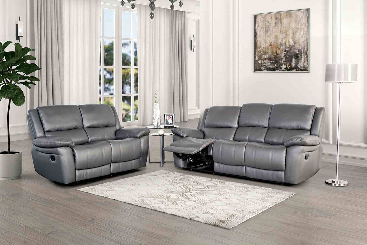 Glarus Dark Gray Sofa Manual Recliner from Furniture of America - Luna Furniture