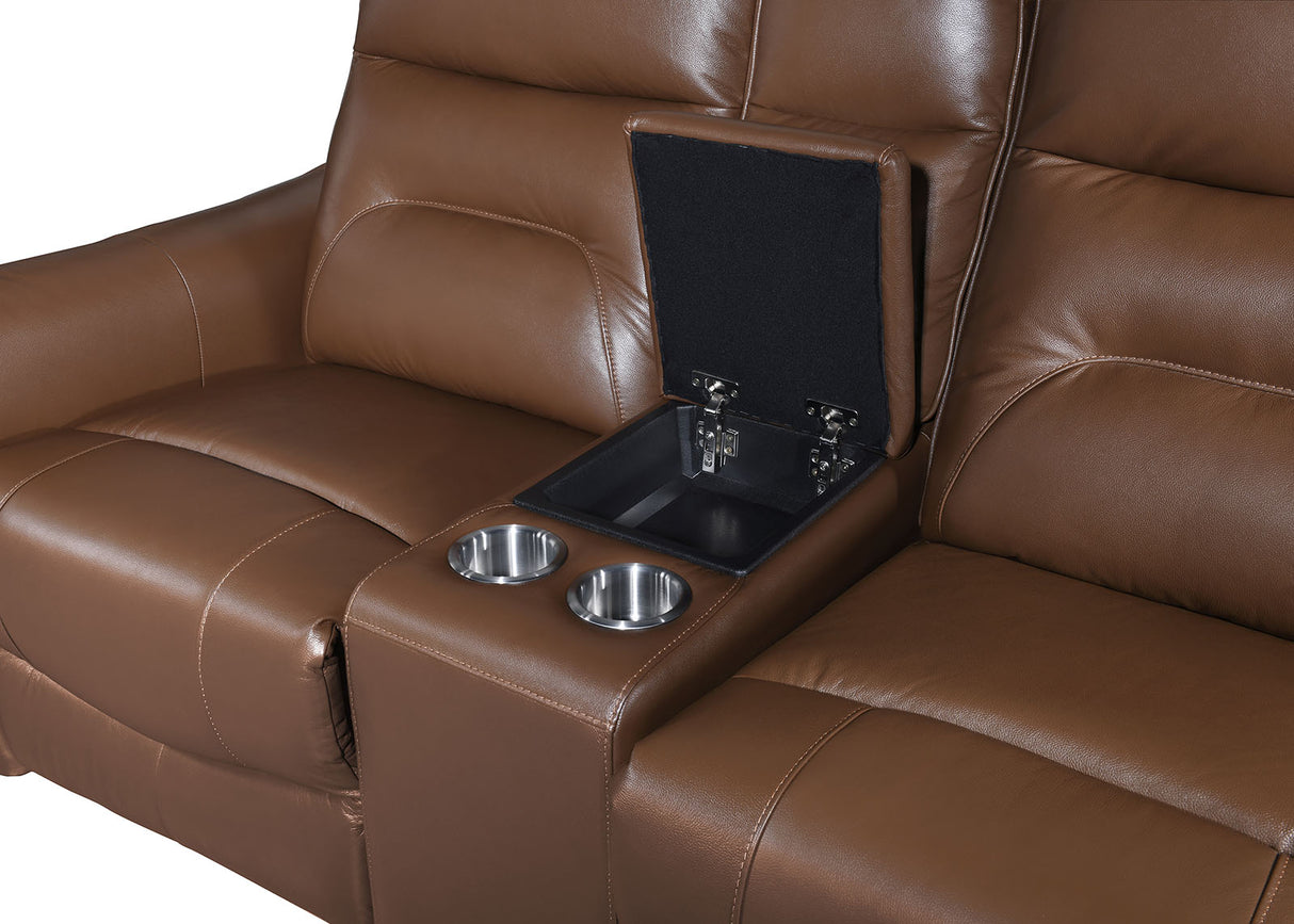 Terentius Caramel Brown Power Loveseat from Furniture of America - Luna Furniture