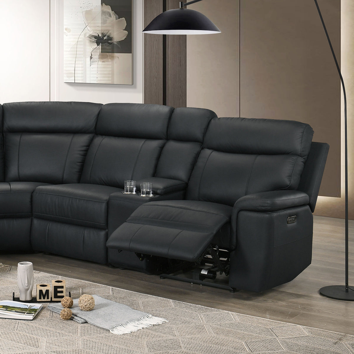 Oliverus Black Power Sectional from Furniture of America - Luna Furniture