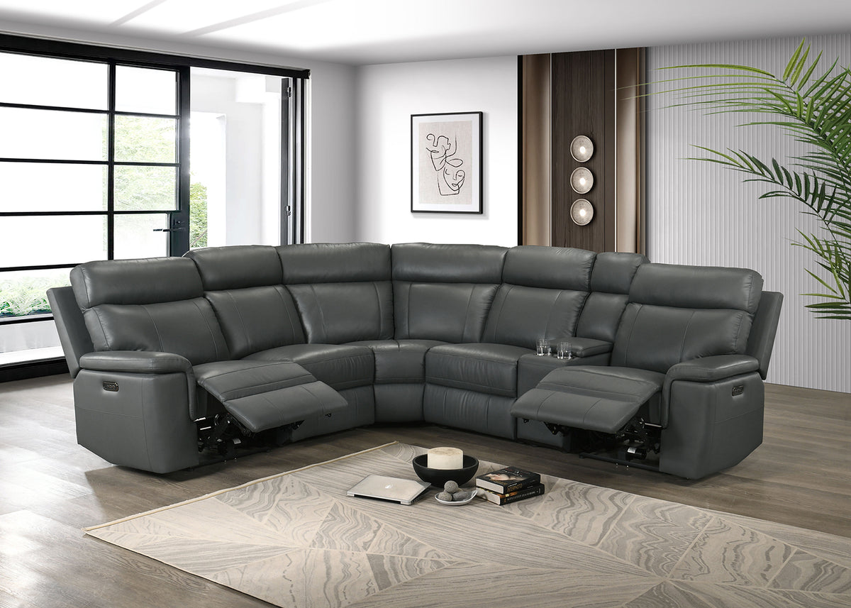 Oliverus Dark Gray Power Sectional from Furniture of America - Luna Furniture