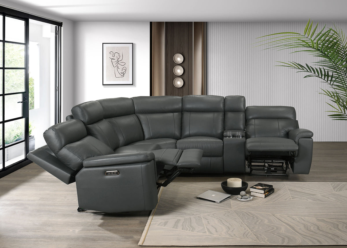 Oliverus Dark Gray Power Sectional from Furniture of America - Luna Furniture