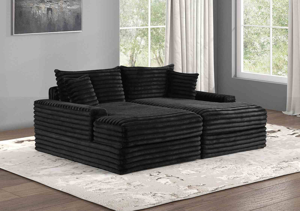 Tavedestrand Black Double Chaise Sofa from Furniture of America - Luna Furniture