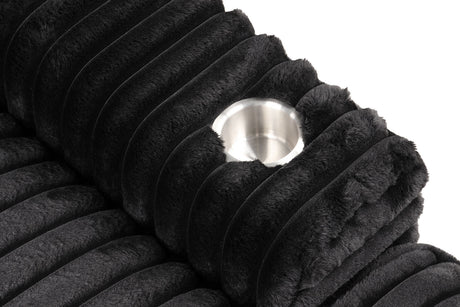 Tavedestrand Black Double Chaise Sofa from Furniture of America - Luna Furniture
