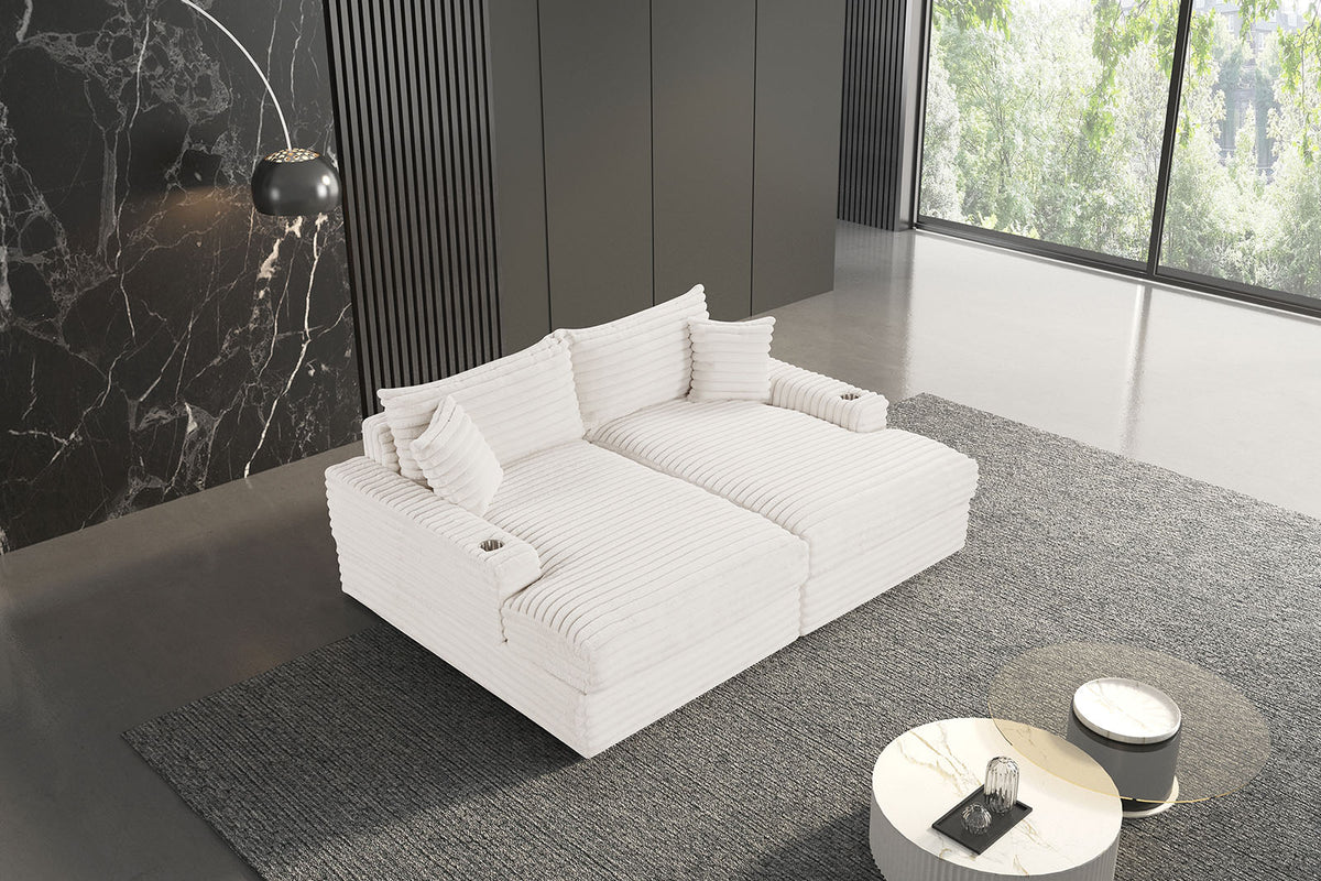 Tavedestrand White Double Chaise Sofa from Furniture of America - Luna Furniture
