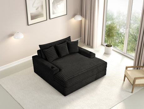 Veyrier Black 2 Arm Chaise from Furniture of America - Luna Furniture