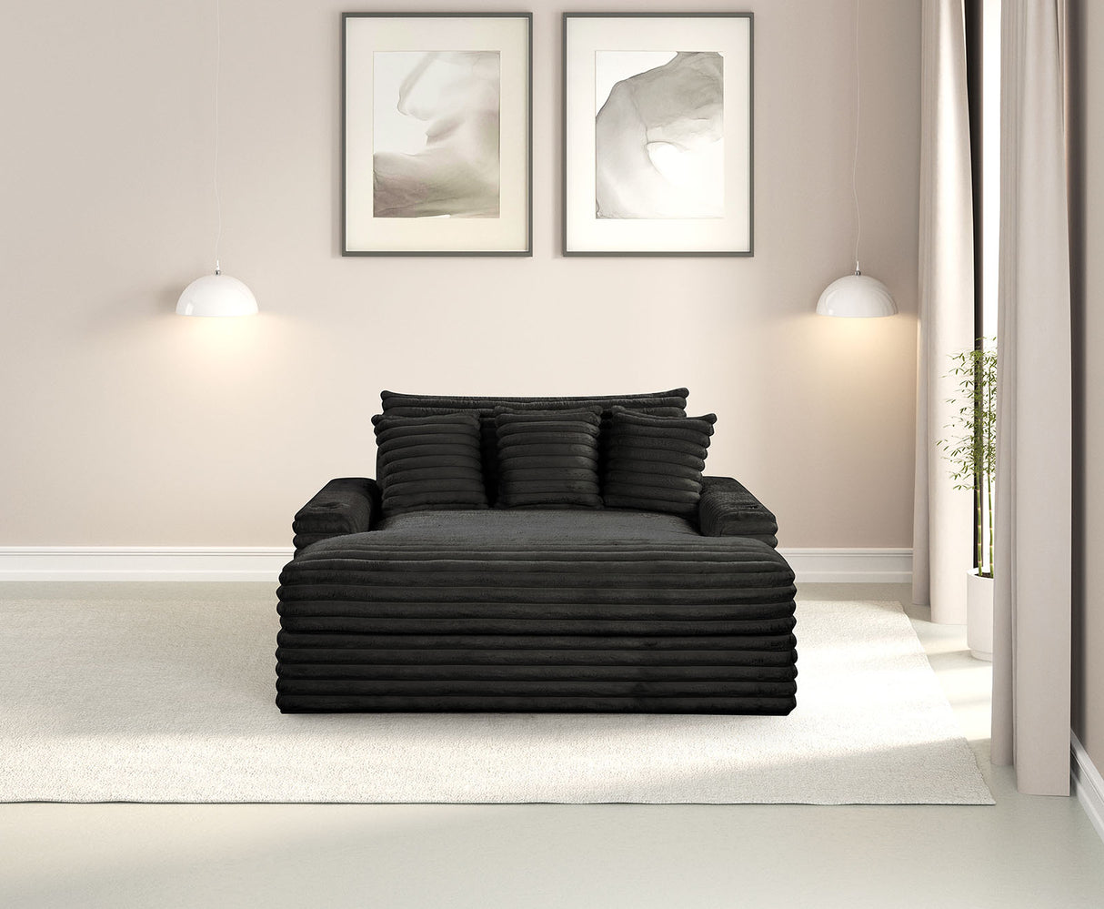 Veyrier Black 2 Arm Chaise from Furniture of America - Luna Furniture