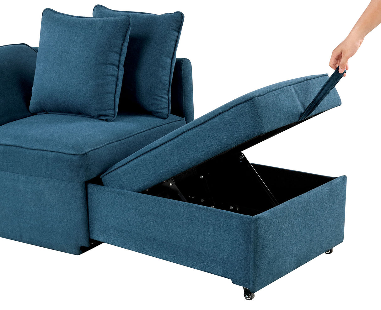 Woburn Blue Convertible Chair from Furniture of America - Luna Furniture