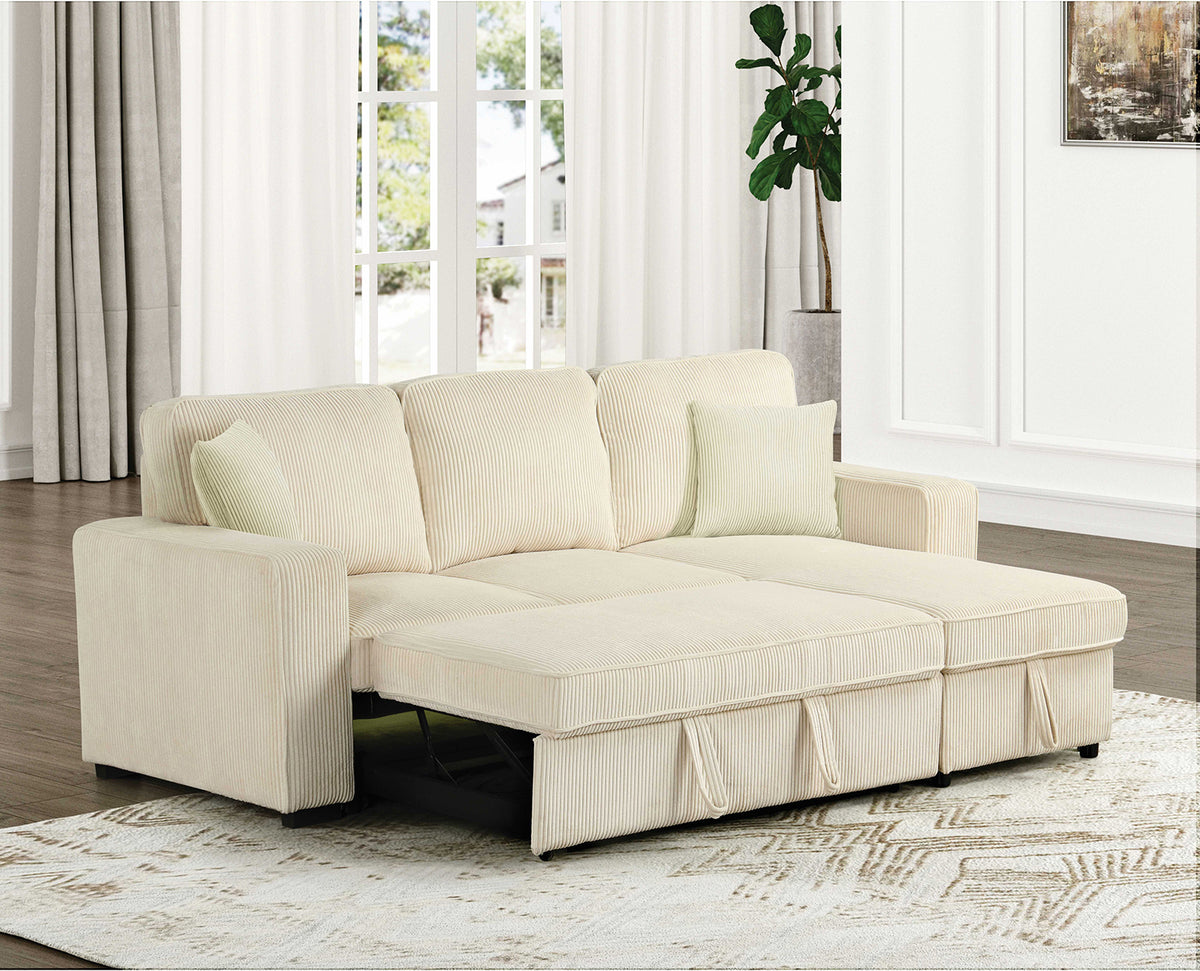 Yves Beige Sectional from Furniture of America - Luna Furniture