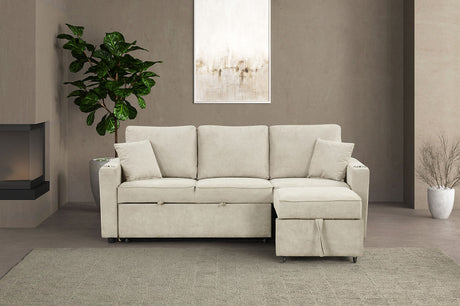 Kendal Beige Sleeper Sofa Sectional from Furniture of America - Luna Furniture