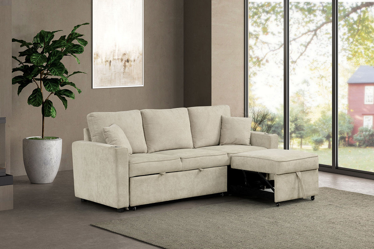 Kendal Beige Sleeper Sofa Sectional from Furniture of America - Luna Furniture