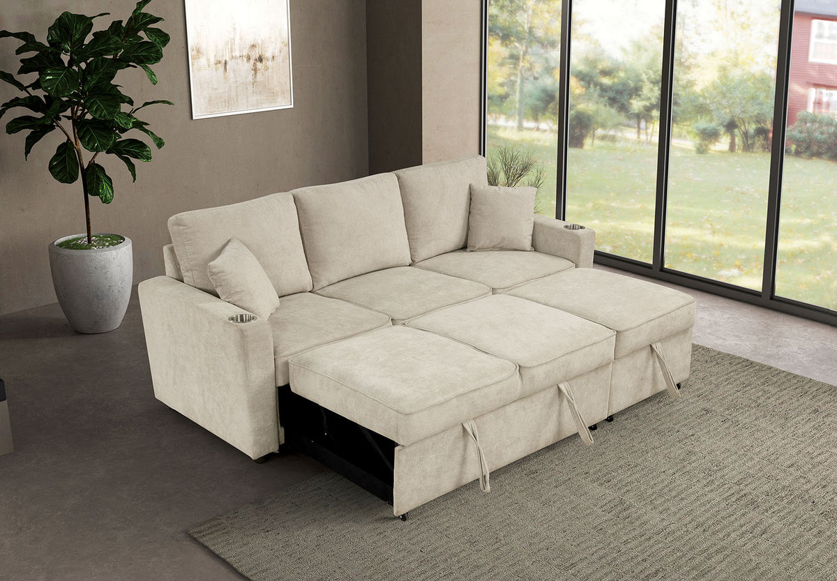 Kendal Beige Sleeper Sofa Sectional from Furniture of America - Luna Furniture