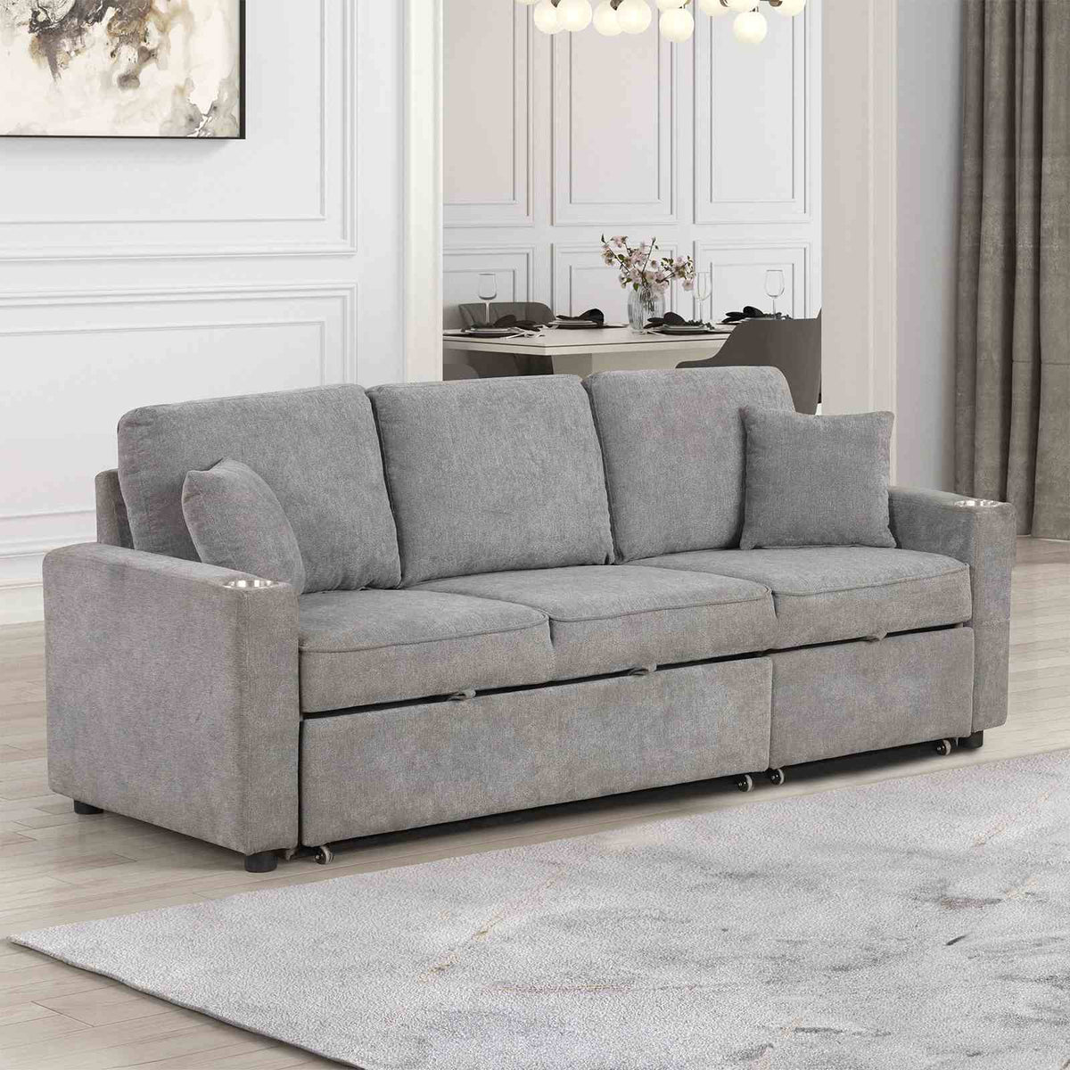 Kendal Gray Sleeper Sofa Sectional from Furniture of America - Luna Furniture