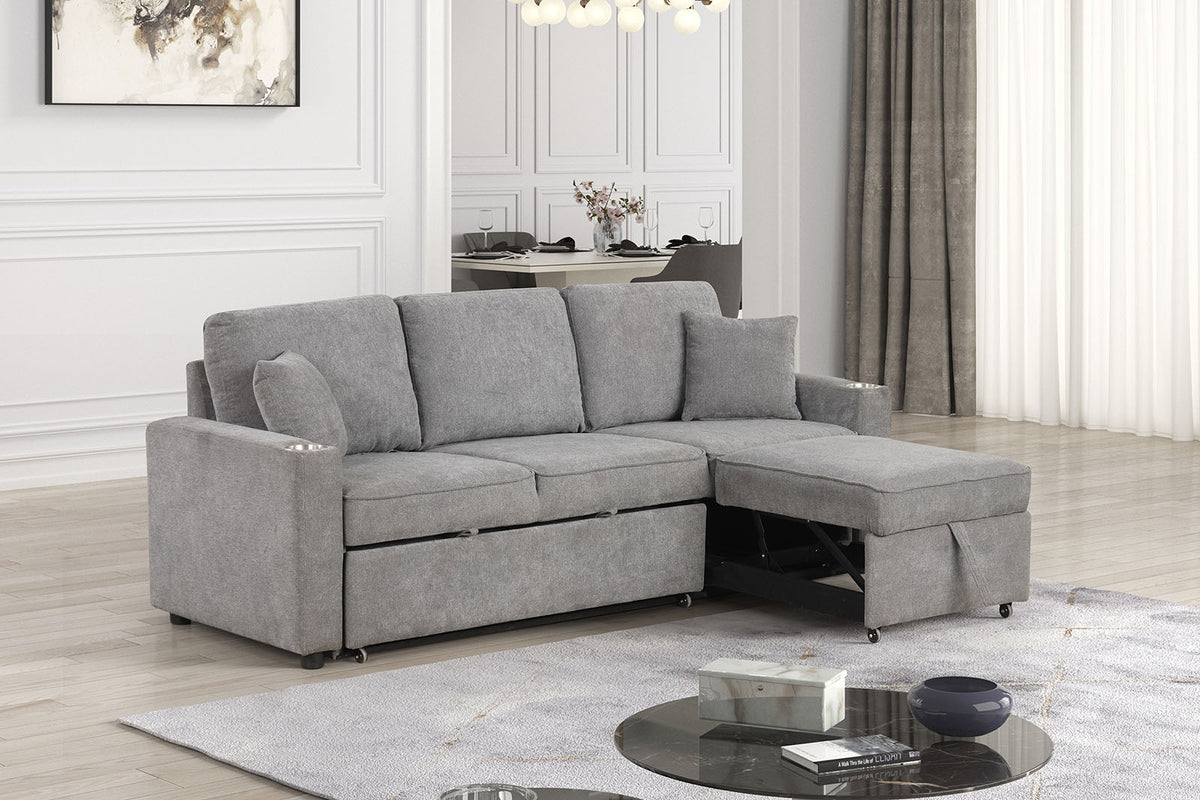 Kendal Gray Sleeper Sofa Sectional from Furniture of America - Luna Furniture
