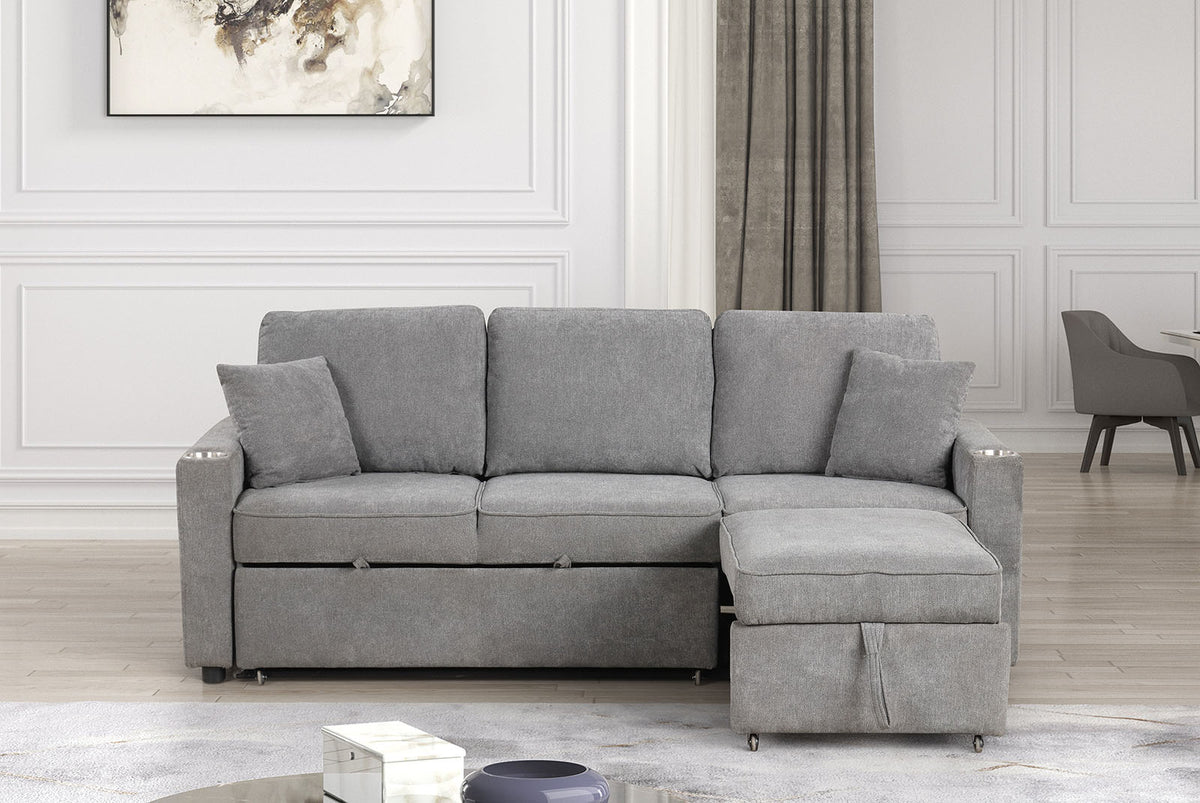 Kendal Gray Sleeper Sofa Sectional from Furniture of America - Luna Furniture