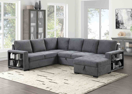 Stockwell Dark Gray Sleeper Sofa Sectional from Furniture of America - Luna Furniture