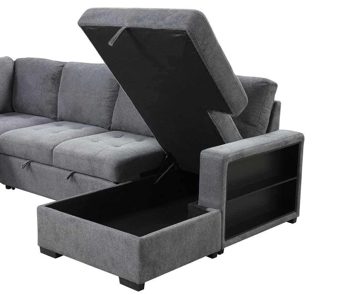 Stockwell Dark Gray Sleeper Sofa Sectional from Furniture of America - Luna Furniture