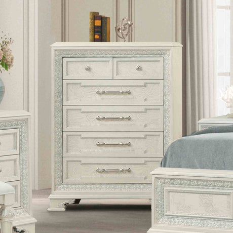 Stella Mia Creamy White 5-Piece Queen Upholstered Bedroom Set from Furniture of America - Luna Furniture