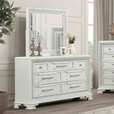 Stella Mia dresser, six drawers and matching mirror, creamy white finish