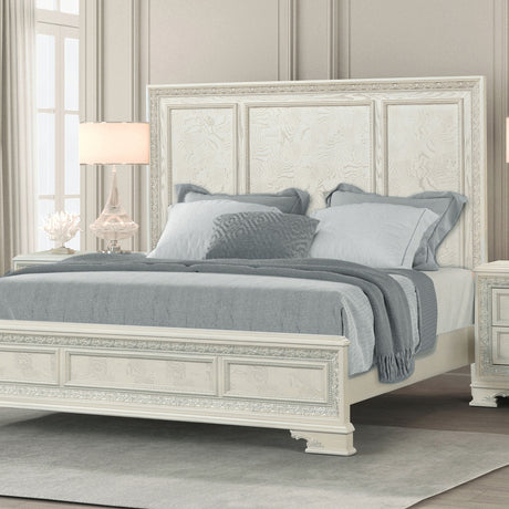 Stella Mia Creamy White King Bed from Furniture of America - Luna Furniture