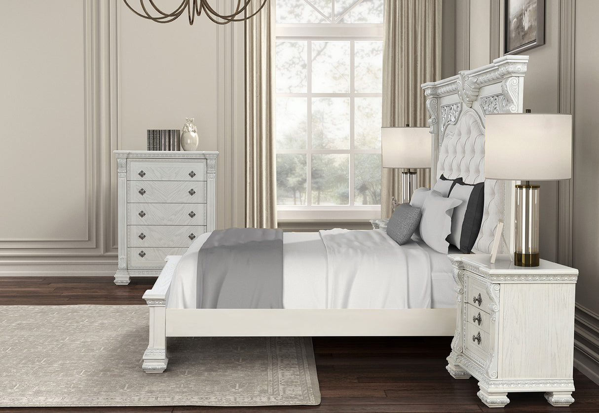 Promenade Wire Brushed White Queen Bed from Furniture of America - Luna Furniture