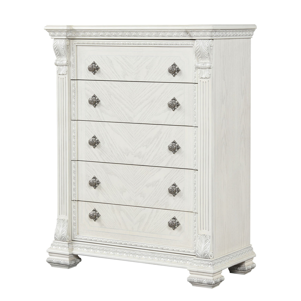 Promenade Wire Brushed White 5-Piece Queen Bedroom Set from Furniture of America - Luna Furniture