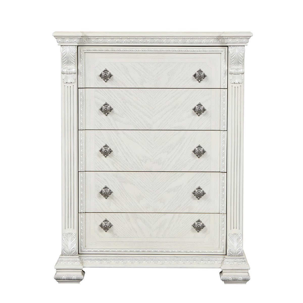 Promenade Wire Brushed White 5-Piece Queen Bedroom Set from Furniture of America - Luna Furniture